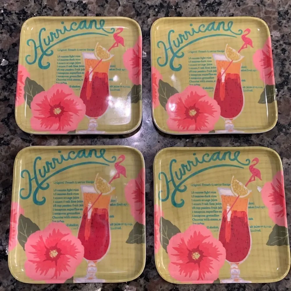 Tommy Bahama Hurricane Melamine Coasters Set of 4